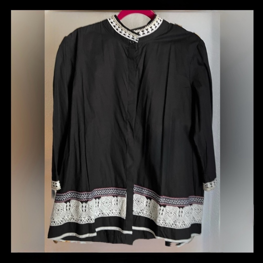 Vintage Couer de Vogue Black Embellished Linen Jacket | US 16 | NWT